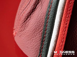 FIAT 500 Gear Shift Boot - Maroon Leather w/ Italian Stripes